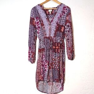 4 FOR $24 Flowy Boho Hippie Patchwork Cottage LongSleeve Cute Casual Comfy Dress